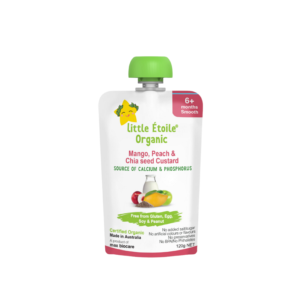Organic Mango, Peach & Chia seed Custard – 6+ Months, 120g