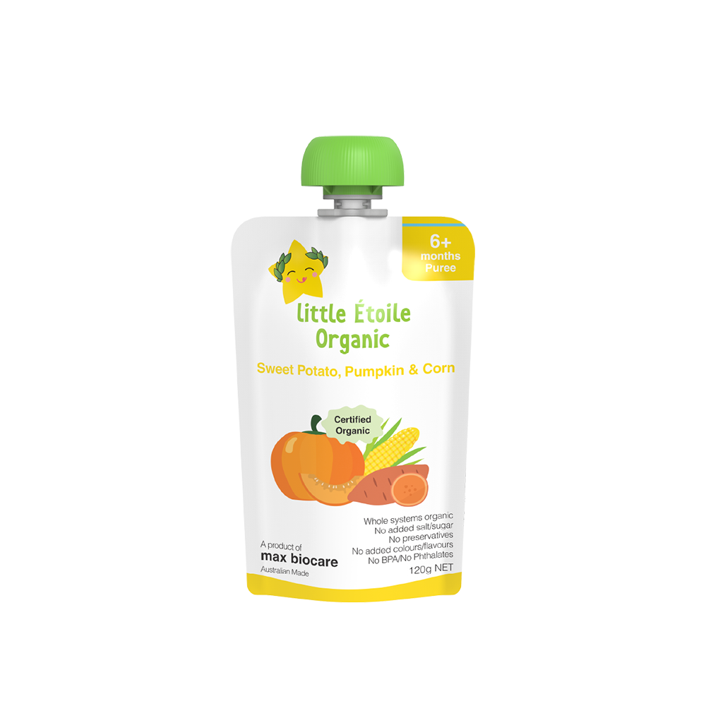 Organic Sweet Potato, Pumpkin & Corn – 6+ Months, 120g