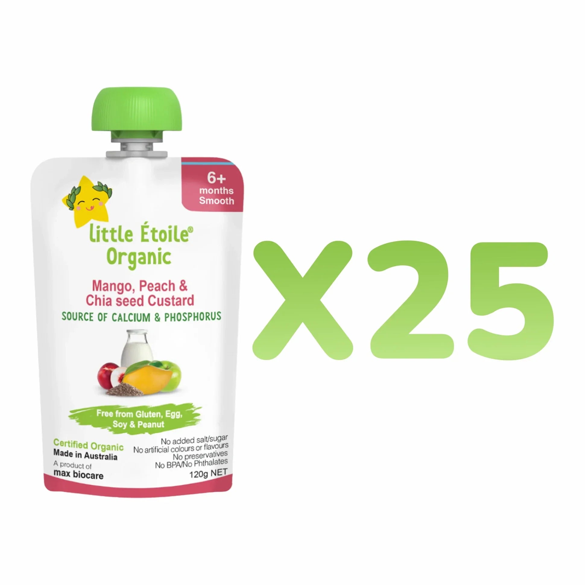 Organic Mango, Peach & Chia seed Custard – 6+ Months, 120g