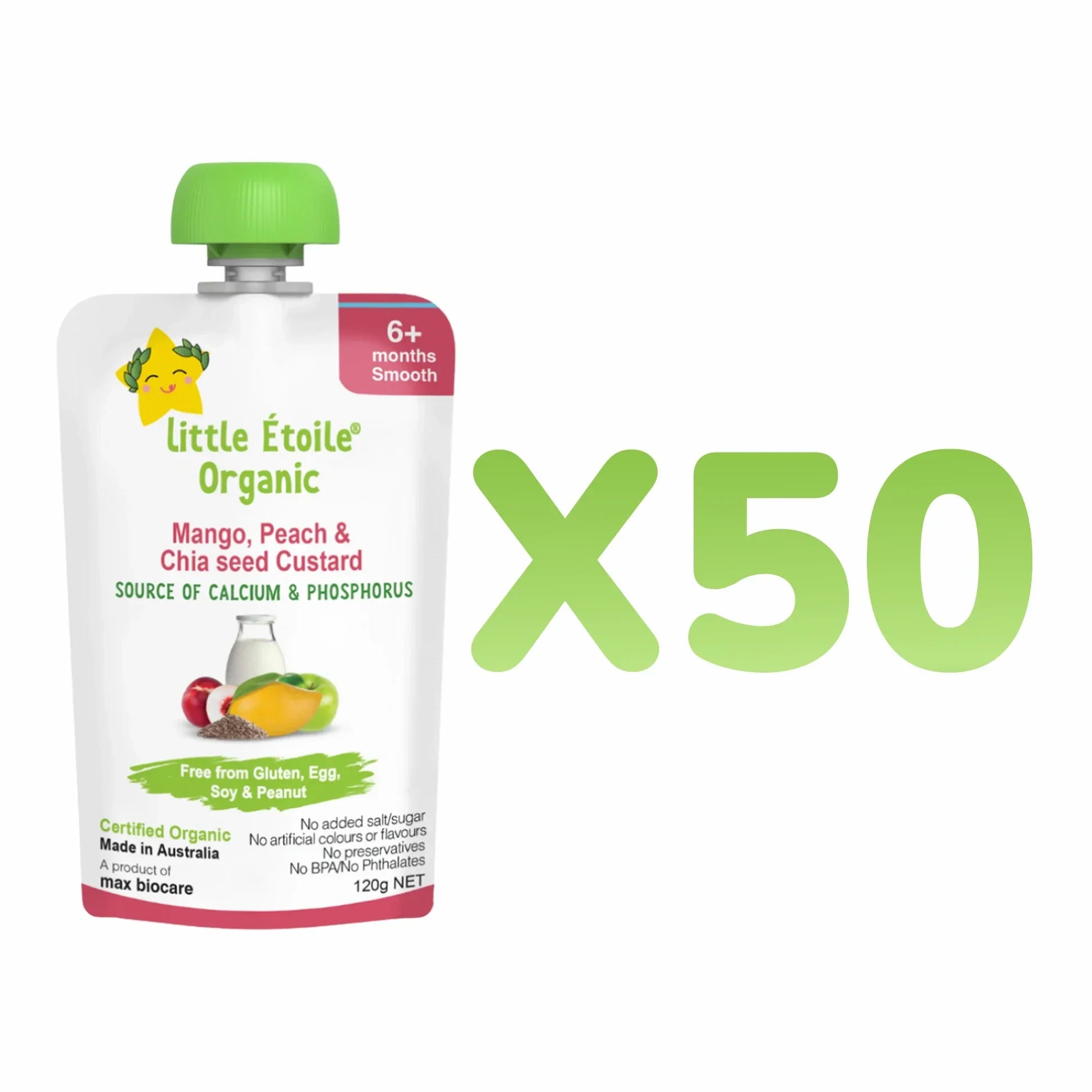 Organic Mango, Peach & Chia seed Custard – 6+ Months, 120g