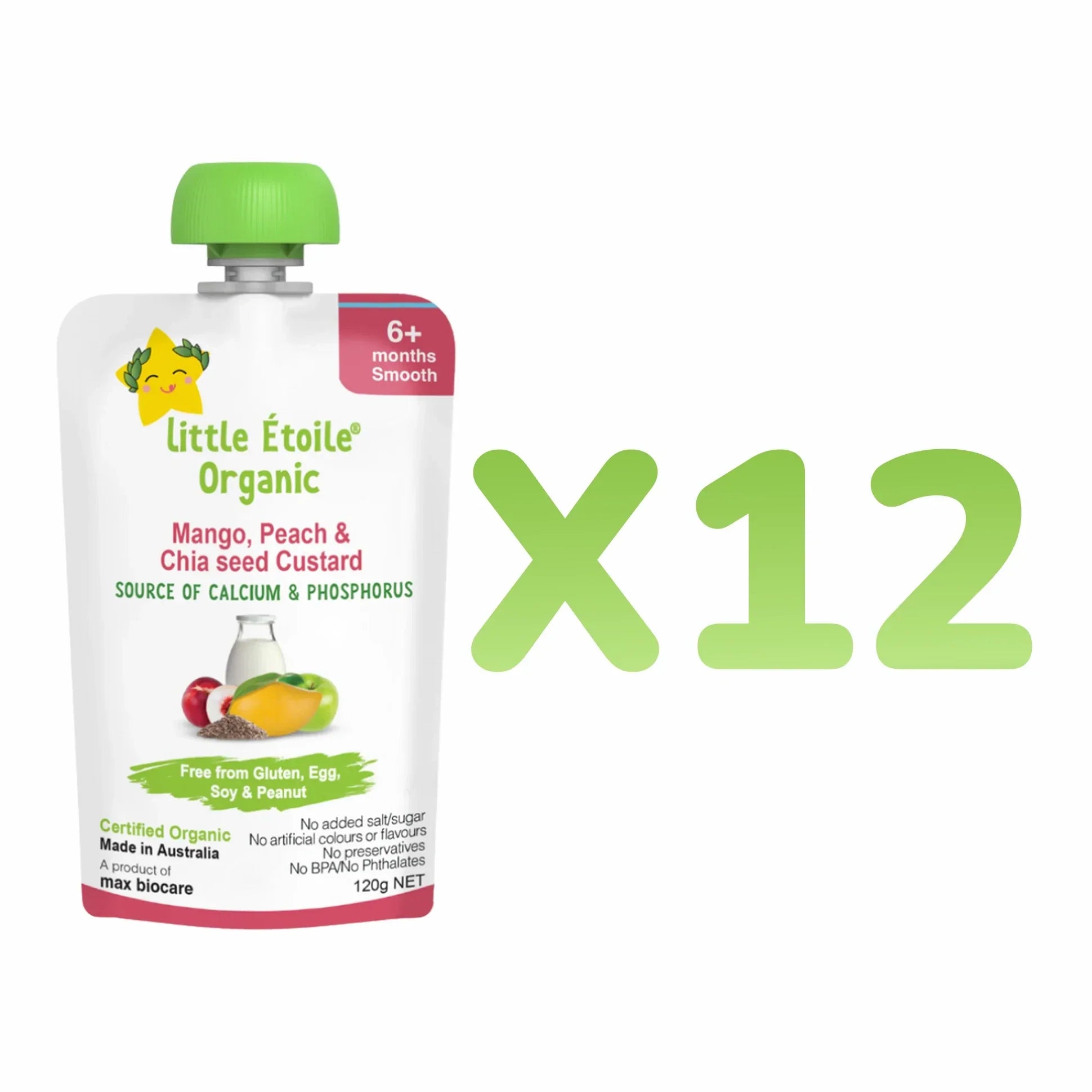 Organic Mango, Peach & Chia seed Custard – 6+ Months, 120g
