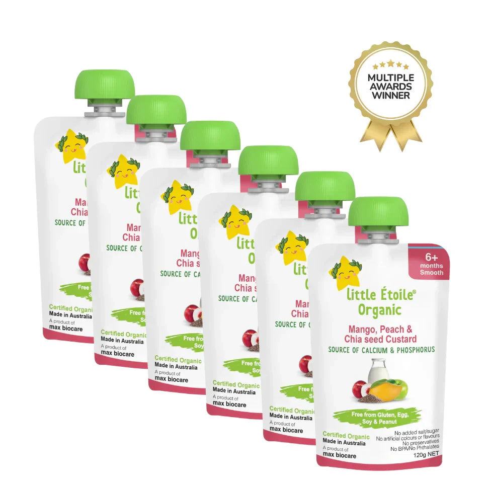 Organic Mango, Peach & Chia seed Custard – 6+ Months, 120g