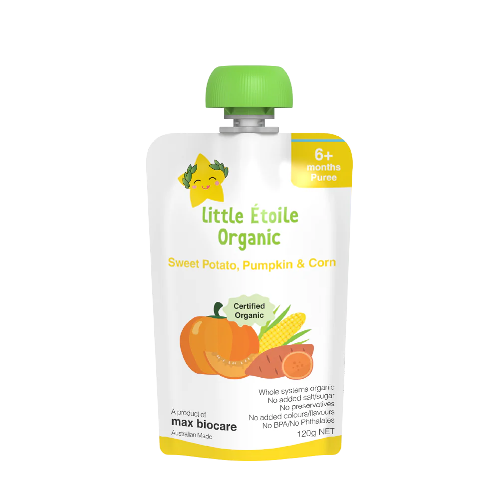 Organic Sweet Potato, Pumpkin & Corn – 6+ Months, 120g